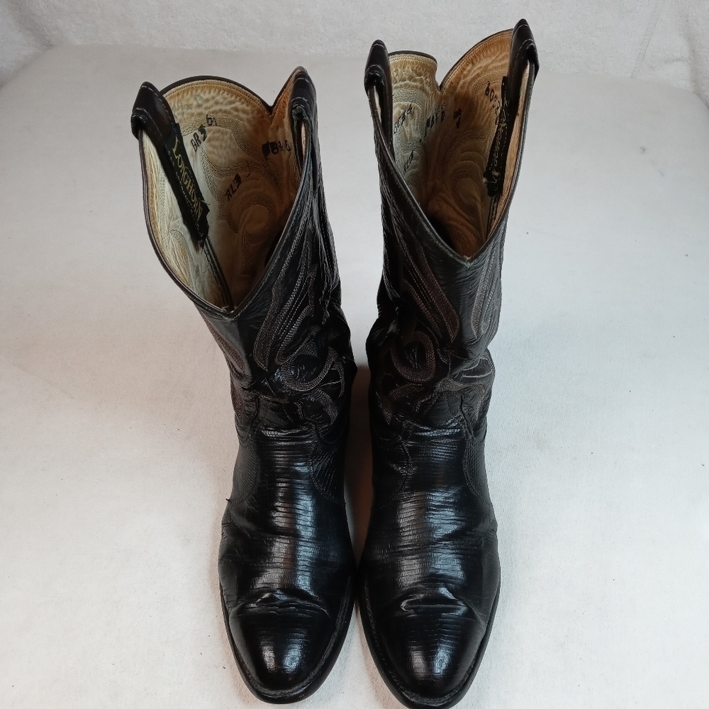 Longhorn men's black lizard skin western boots sz